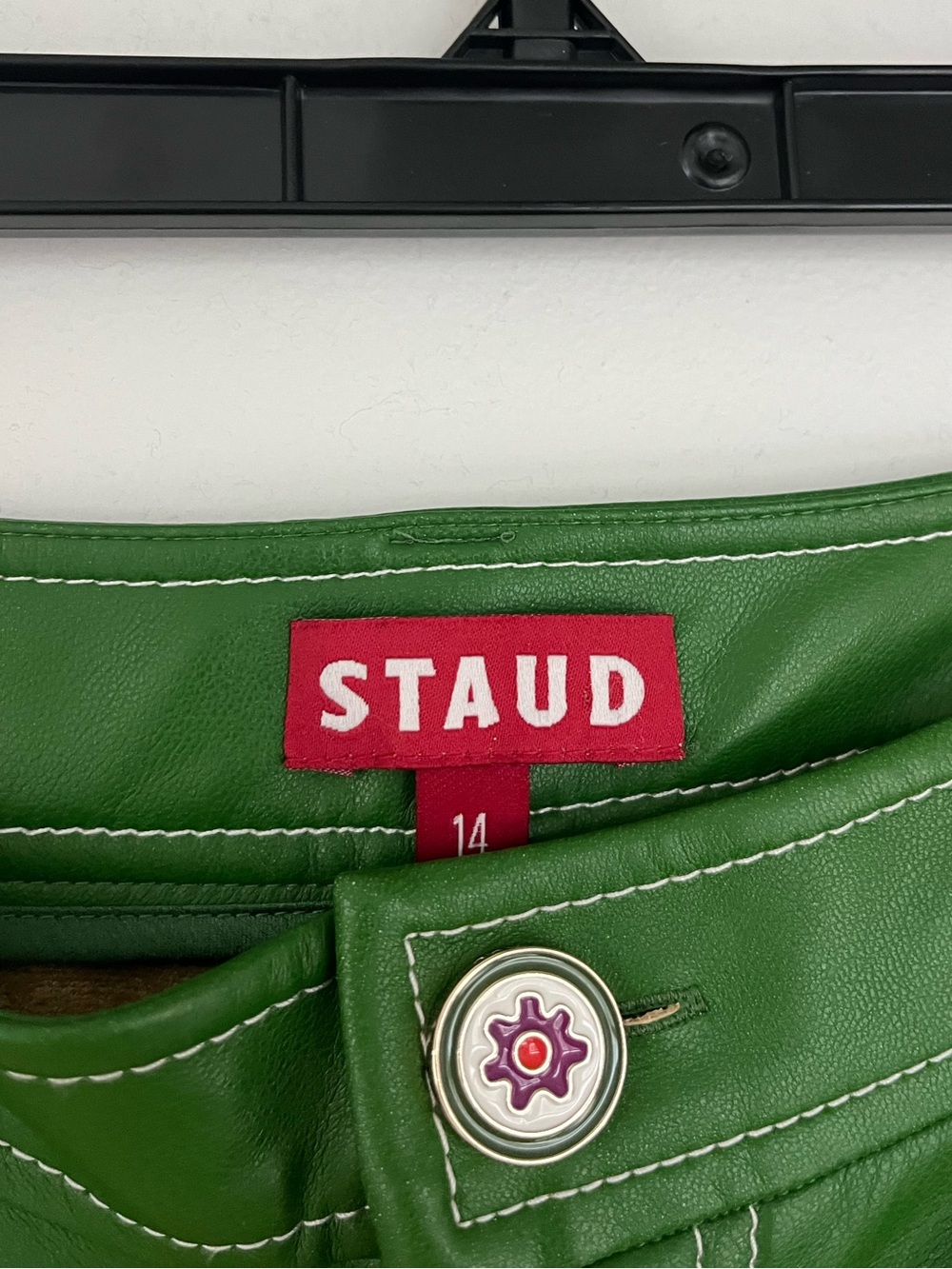 Staud High-Rise Green Faux Leather Pants - Picture 8 of 8